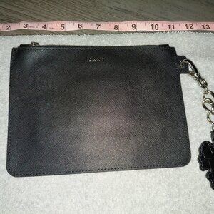 DKNY Black Leather Pouch with a Guess Clover Charm
